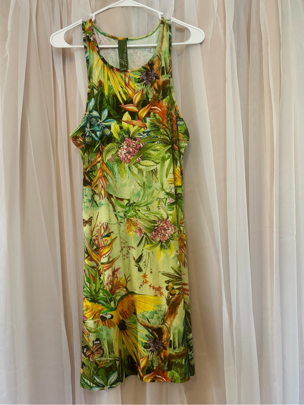 Flora By Malwee Size S Tropical Floral Print Tank Dress Viscose